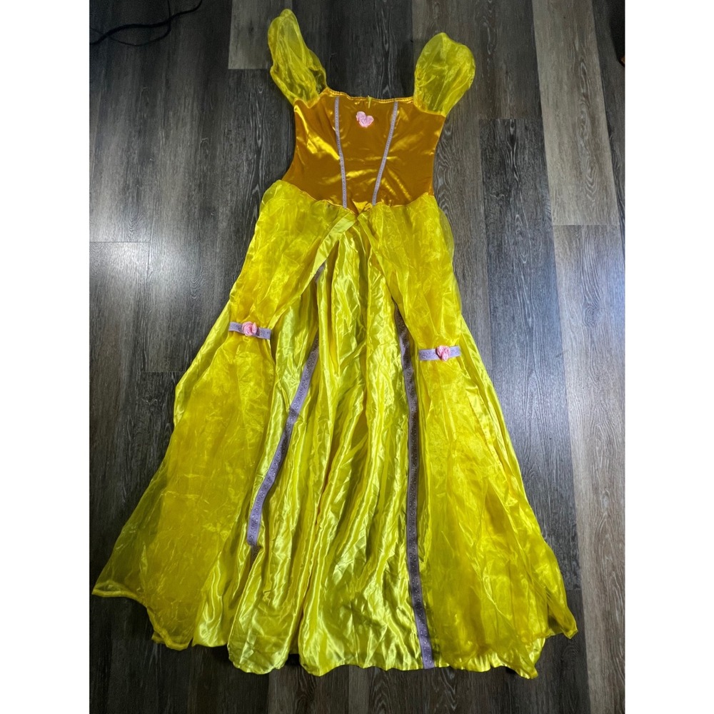 Unbranded Princess Costume Gown Womens XXL Yellow Belle Cosplay Satin Dress